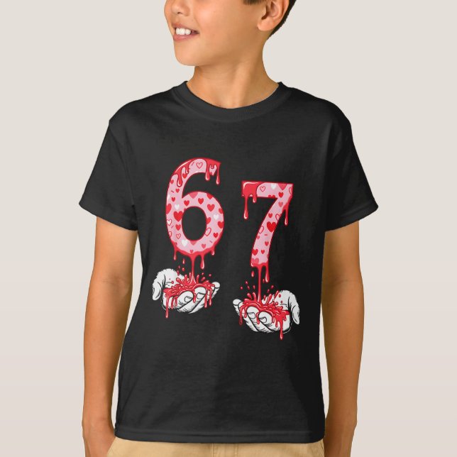 Valentines Day 67 Meme Six Seven 6 7 Valentine Hea T-Shirt (Vorderseite)