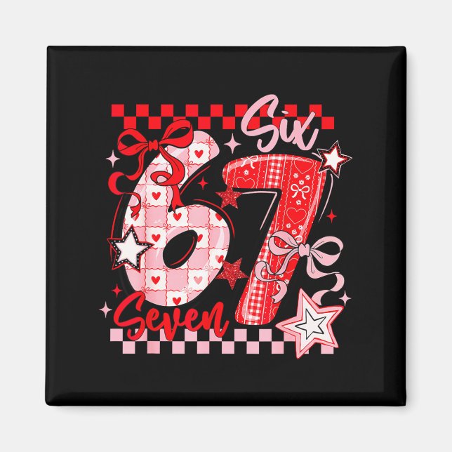 Valentine's Day 67 Six Seven Preppy Hearts Coquett Magnet (Vorne)