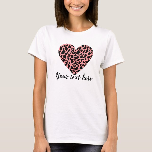 Valentine's Day Animal Print Heart T-Shirt (Vorderseite)