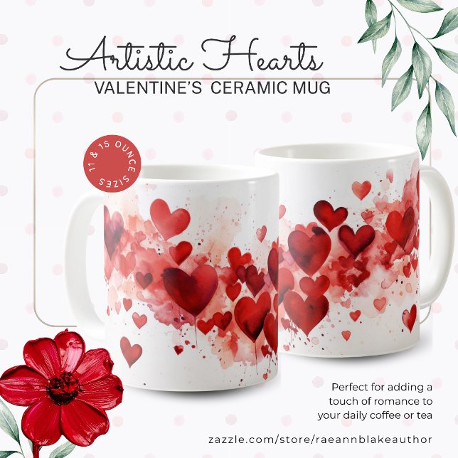 Valentine's Day Artistic Hearts Keramik Kaffee Tas Kaffeetasse (Von Creator hochgeladen)