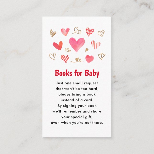 Valentines Day Baby Shower Books for Baby Begleitkarte (Vorderseite)