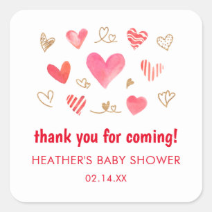 Valentines Day Baby Shower Danke Quadratischer Aufkleber