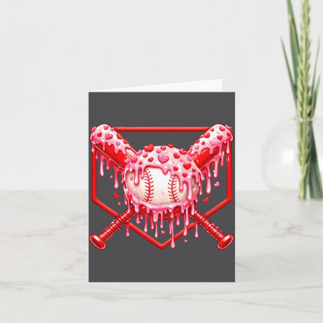 Valentines Day Baseball Boys Ice Cream Drip Heart  Karte (Vorderseite)