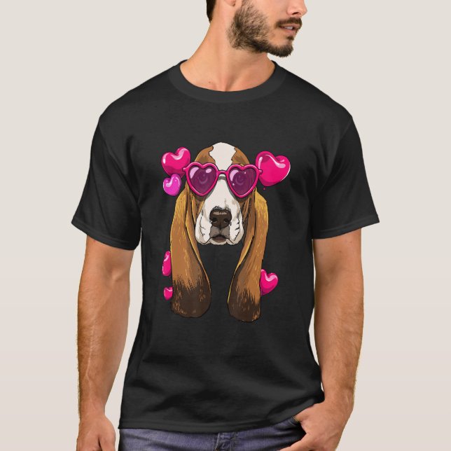 Valentines Day Basset Hound Heart Couples Basset H T-Shirt (Vorderseite)