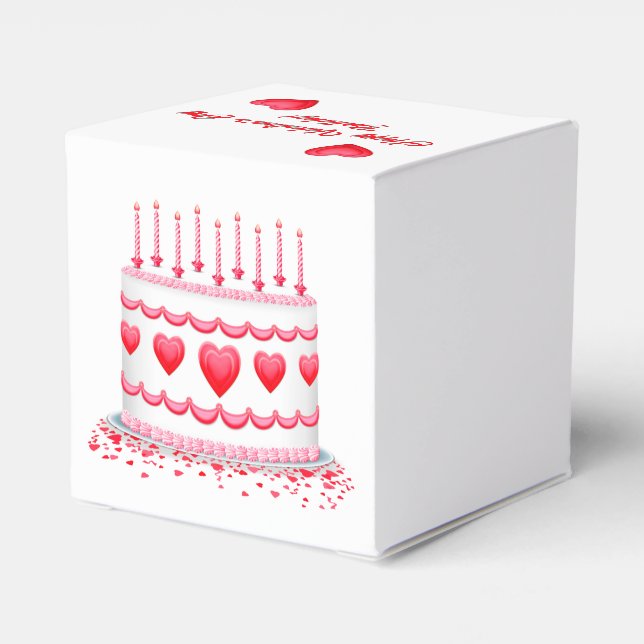 Valentine's Day Birthday Cake Customizable Candles Geschenkschachtel (Rückseite)