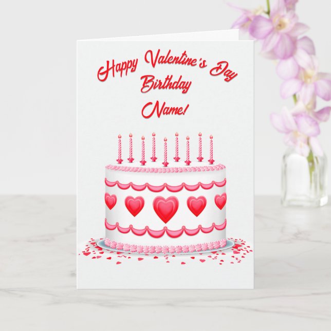 Valentine's Day Birthday Cake Customizable Candles Karte (Orchidee)