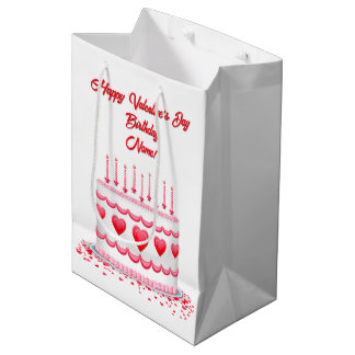 Valentine's Day Birthday Cake Customizable Candles Mittlere Geschenktüte
