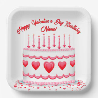 Valentine's Day Birthday Cake Customizable Candles Pappteller
