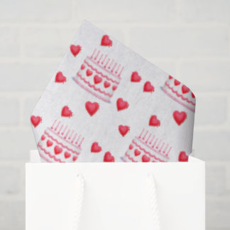 Valentine's Day Birthday Cake Pattern Seidenpapier