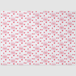 Valentine's Day Birthday Cake Pattern Seidenpapier
