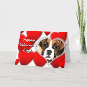 Valentine's Day Boxer Welpenhund Grußkarte Feiertagskarte