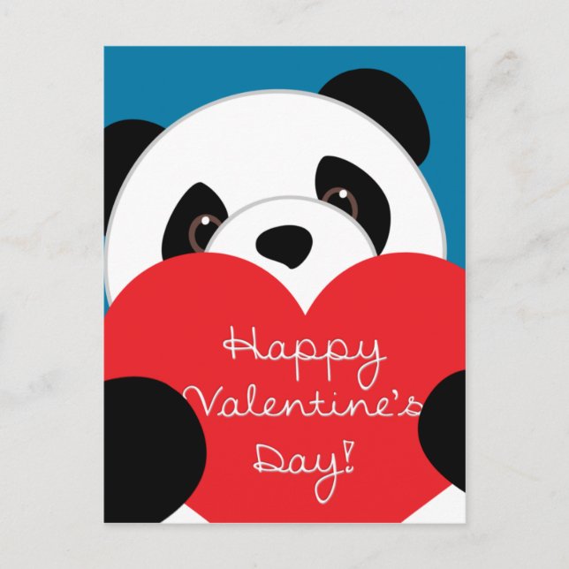 Valentine's Day Boy Panda Postcard Feiertagspostkarte (Vorderseite)