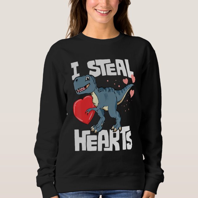 Valentines Day Boys T Rex Dinosaur I Steal Hearts Sweatshirt (Vorderseite)