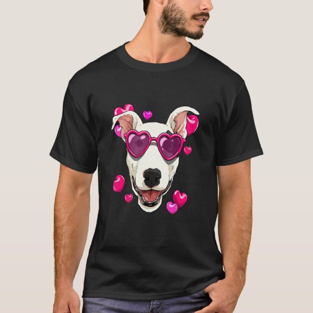 Valentines Day Bull Terrier Heart Couples Love Day T-Shirt (Vorderseite)