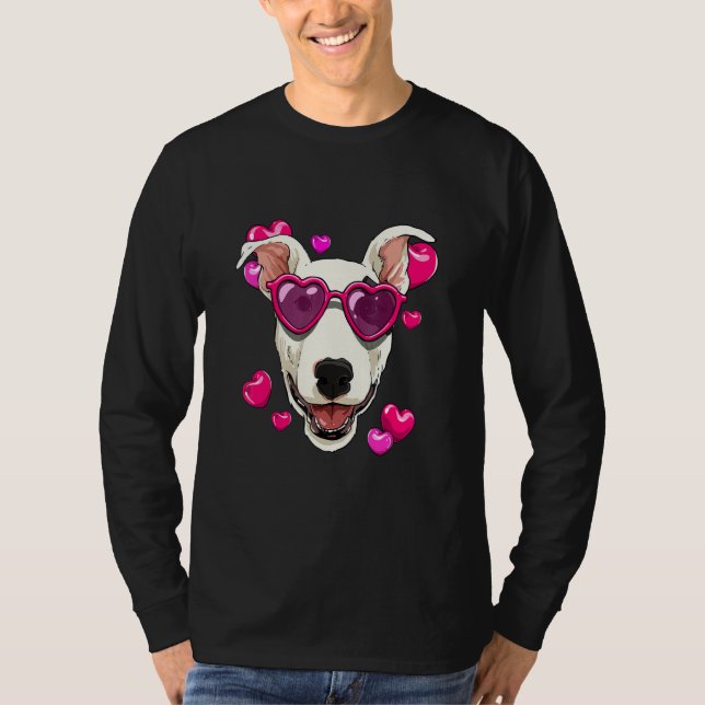 Valentines Day Bull Terrier Heart Couples Love Day T-Shirt (Vorderseite)