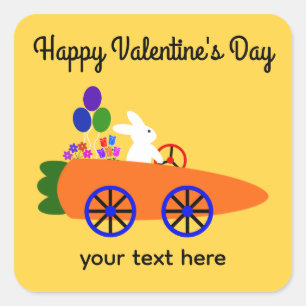 Valentine's Day Bunny Carrot Car #2 Stickers
