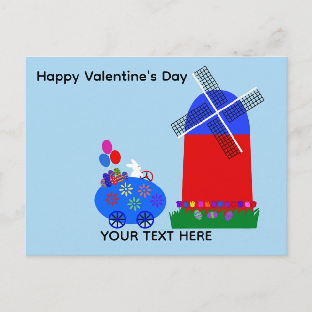 Valentine's Day Bunny Egg Car #4 Postkarte (Vorderseite)