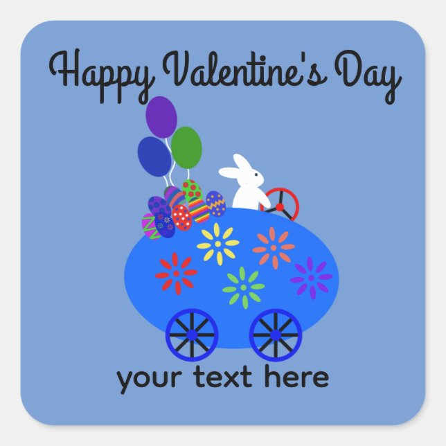 Valentine's Day Bunny Riding Egg Car #3 Stickers (Vorderseite)