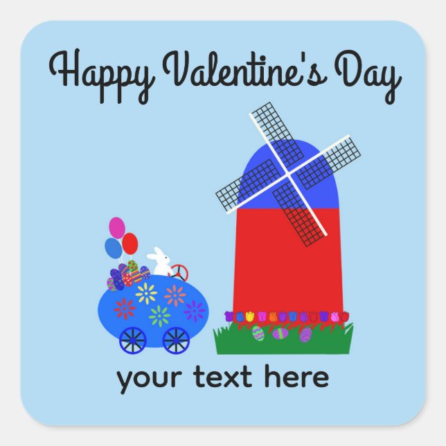Valentine's Day Bunny Riding Egg Car #4 Stickers (Vorderseite)