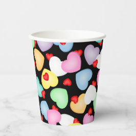 Valentine's Day Candy Hearts Muster Pappbecher