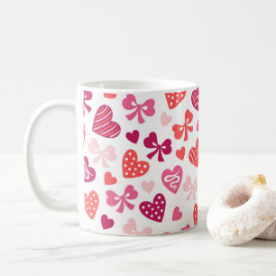Valentine's Day Candy Hearts Pink Ribbons Bows Kaffeetasse