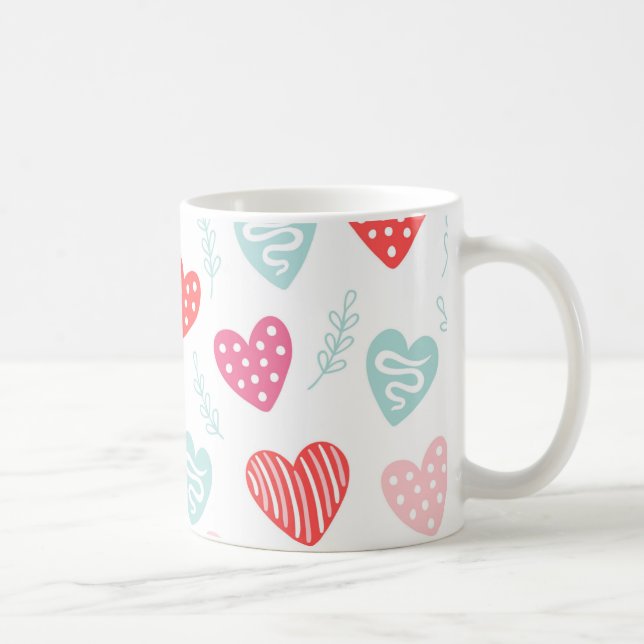 Valentine's Day Candy Hearts Red Pink Muster Tasse (Rechts)