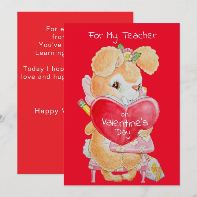 Valentine's Day Card for a Good Teacher Feiertagskarte (Vorne/Hinten)