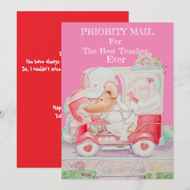 Valentine's Day Card for Teacher Feiertagskarte (Vorne/Hinten)