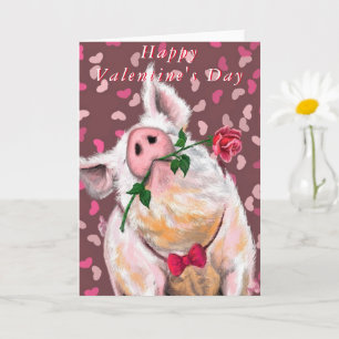 Valentine's Day Card Gentleman Pig Romantic Karte