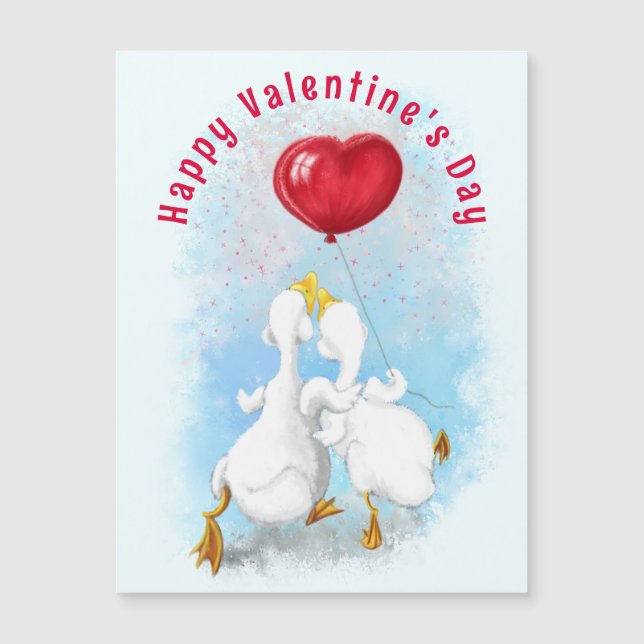 Valentine's Day Card Magnet mit Couple Duck Liebe (Vorderseite)