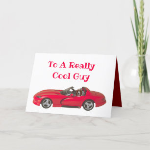 Valentine's Day Card mit rotem Sportwagen und Bass Karte
