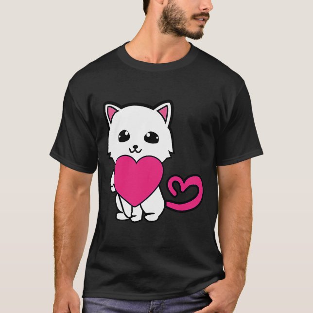 Valentine's Day Cat Liebe Feline Kitten Fan T-Shirt (Vorderseite)