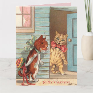 VALENTINE'S DAY CAT LOUIS WAIN GREETING BIG CARD KARTE