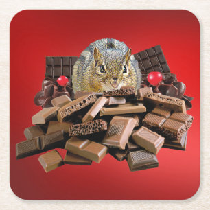 Valentine's Day Chocolate Chipmunk Rechteckiger Pappuntersetzer