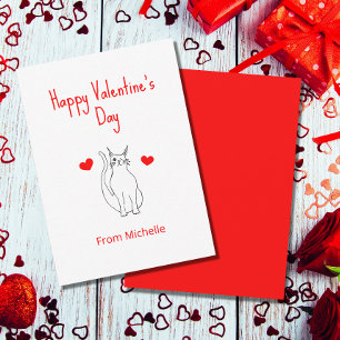 Valentine's Day Classroom Party Cute Cat Hearts Mitteilungskarte
