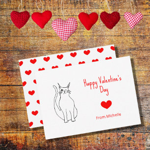 Valentine's Day Classroom Party Cute Cat Hearts Mitteilungskarte