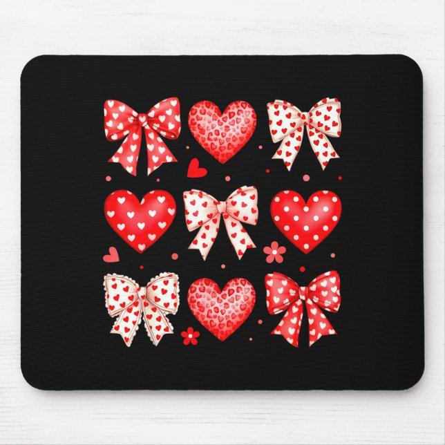 Valentines Day Coquette Bow Hearts Leopard Women G Mousepad (Vorne)