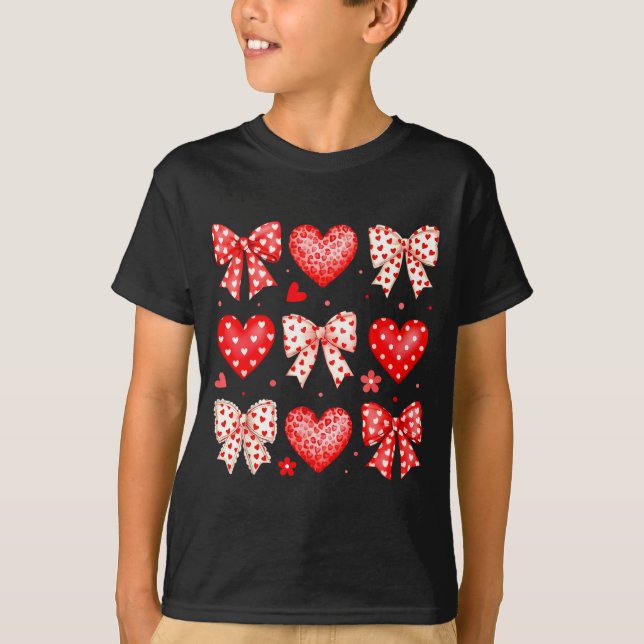 Valentines Day Coquette Bow Hearts Leopard Women G T-Shirt (Vorderseite)