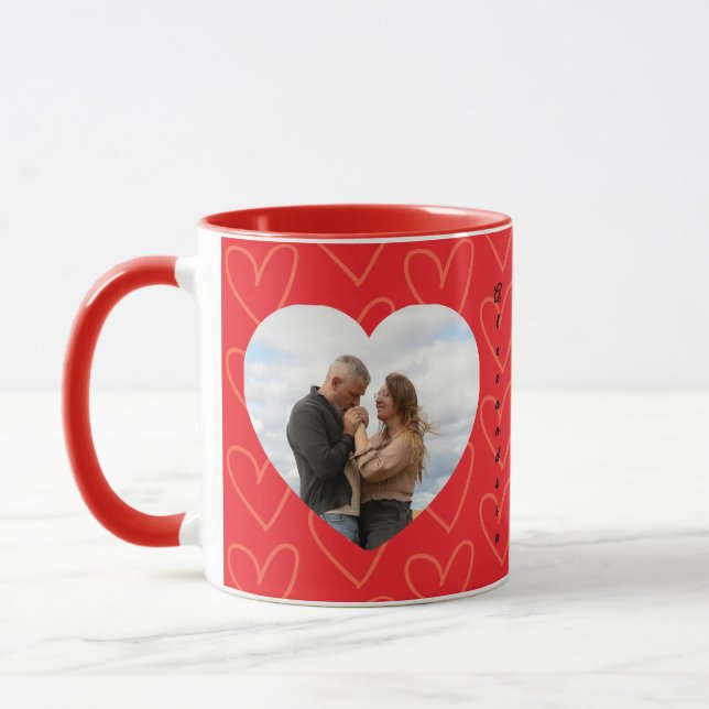 Valentines Day Couple in Love Hearts custom photo Tasse (Links)