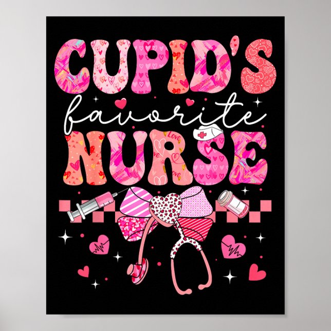 Valentines Day Cud’s Favorite Nurse Heart Girl Wom Poster (Vorne)