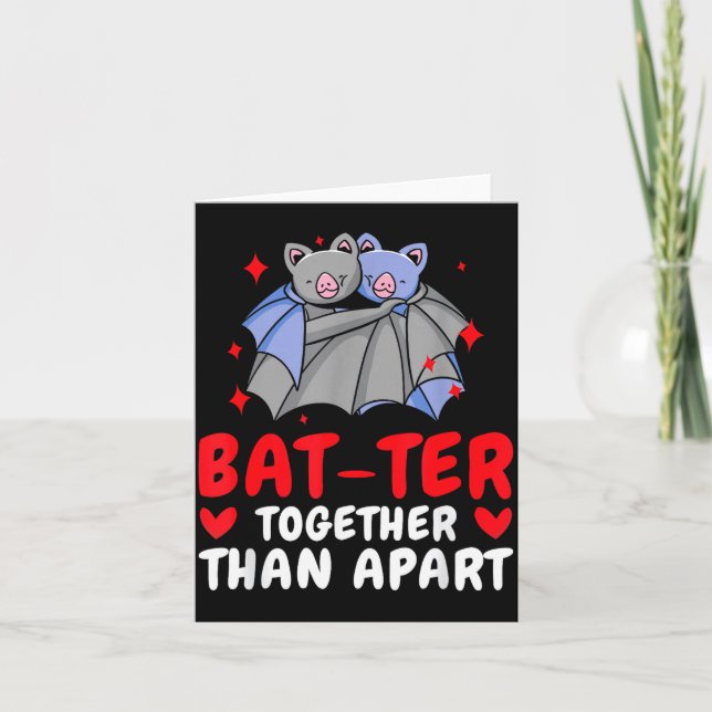 Valentine's Day Cuddling Cute Bats Couple Bat Vale Karte (Vorderseite)