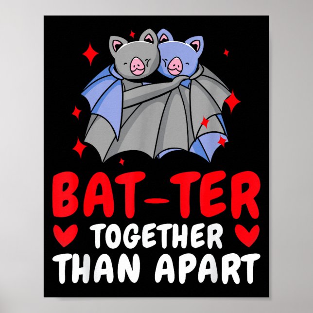 Valentine's Day Cuddling Cute Bats Couple Bat Vale Poster (Vorne)