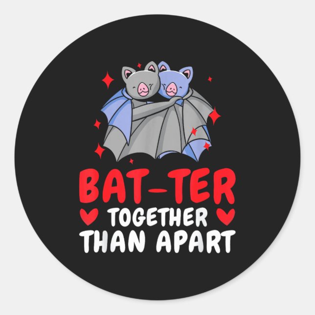Valentine's Day Cuddling Cute Bats Couple Bat Vale Runder Aufkleber (Vorderseite)
