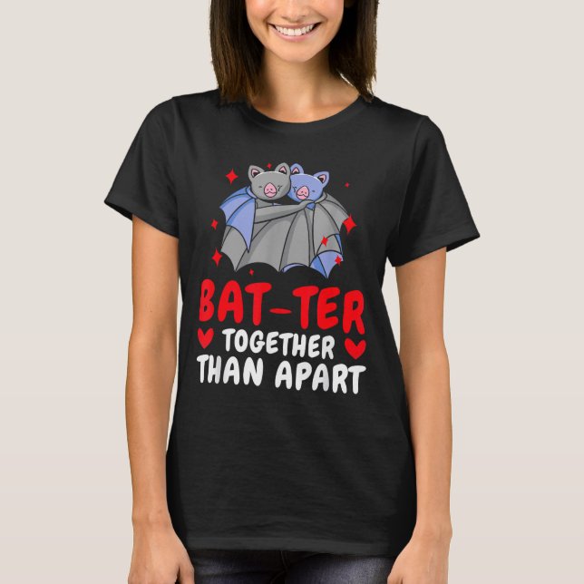 Valentine's Day Cuddling Cute Bats Couple Bat Vale T-Shirt (Vorderseite)