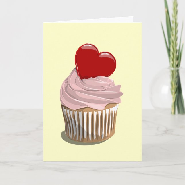 Valentine's day cupcake greeting card feiertagskarte (Vorderseite)