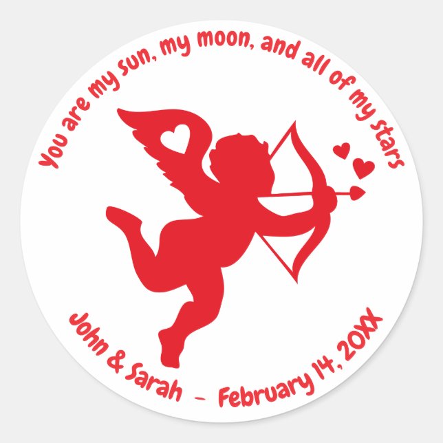 Valentine's Day Cupid Heart Runder Aufkleber (Vorderseite)
