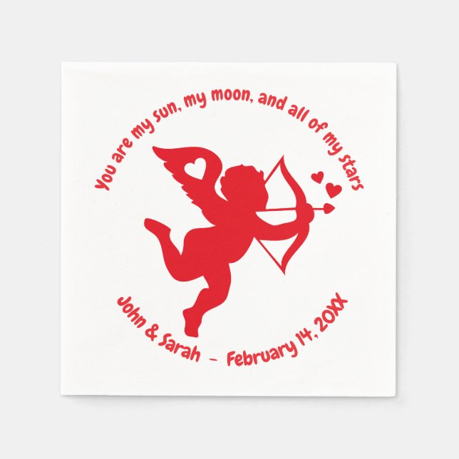 Valentine's Day Cupid Heart Serviette (Vorderseite)