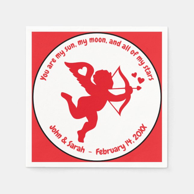 Valentine's Day Cupid Heart Serviette (Vorderseite)