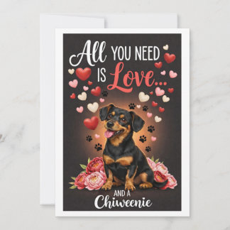 Valentine's Day cute chiweenie dog Photo Feiertagskarte