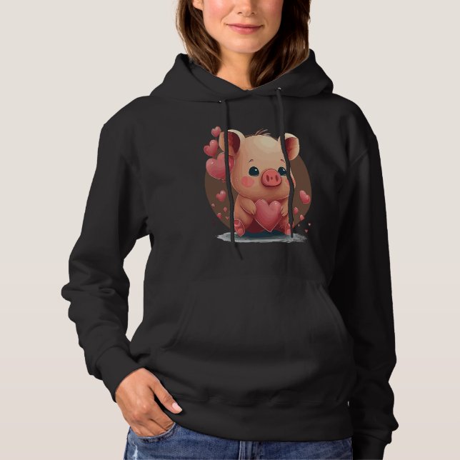 Valentines Day Cute Pig Farmer Pet Pig Animal Hoodie (Vorderseite)